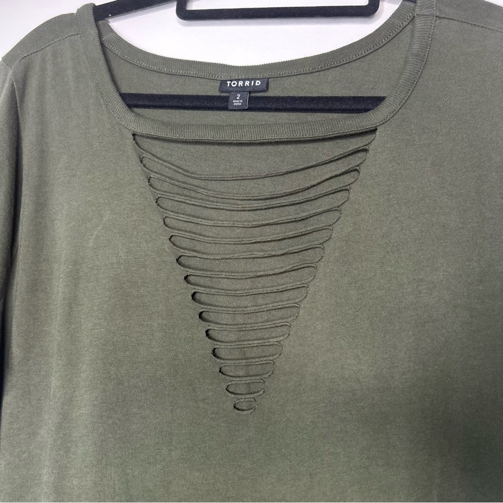 NWT Olive Green Dip-Dye Short Sleeve Women's T-Shirt Material Dress Size 2X - Picture 13 of 13